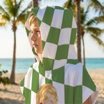 Personalized 3D Cartoon Character Swim Ring Plaid Soft Hooded Beach Towel with Name Travel Essentials Summer Vacation Birthday Gift for Boys Girls