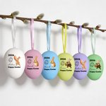 Personalized Cute Bunny Chick Multicolor Plastic Hanging Easter Egg Ornaments with Name Pack of 12 Pcs Home Outside Decor Easter Gift for Kids Family