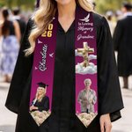 Personlig Fredsduva och Kors Design Gradient Färg Graduation Sash med Namn och Foto Graduation Celebration Present för Klass 2026 Graduates