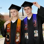 Personalised 2/4 Photos Design Gradient Colour Graduation Sash with Name and Year Graduation Celebration Gift for Class of 2026 Graduates