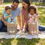 Personalized Cute Bunny Design Jute Bucket Basket with Name and Bunny Ears Easter Egg Hunting Easter Party Favors Gift for Kids Toddlers