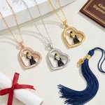 Personalized Heart Graduation Character Zircon Necklace with Name Dainty Jewellery Daily Wear Graduation Gift for Graduates