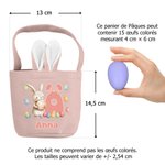 Panier d'œufs personnalisé avec nom initiale et motif de lapin - Cadeau de fête Pâques pour les enfants