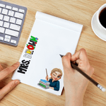 Personalised Cartoon Character Notepad with Name and 40 Pages 80 Pages Back to School Season Birthday Gift for Teachers Educators