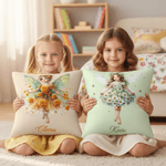 Personalized Birth Flower Elf Soft Throw Pillow Cover with Name Home Decor Birthday Gift for Girls Kids