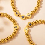 Personalized Star Horseshoe Protective Symbol Beaded Bracelet with Initial Lucky Jewellery Mother's Day Birthday Gift for Women