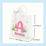 Personalized Cute Bunny Initial Easter Gift Bag with Name and Bow Easter Party Gift for Boys Girls