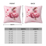 Personalized Birth Flower Elf Soft Throw Pillow Cover with Name Home Decor Birthday Gift for Girls Kids