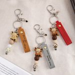 Personalised Highland Cow Beaded Heart Keychain with Name and Text Daily Use Birthday Wedding Gift for Bridesmaids Women