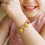 Personalized Lucky Star Heart Seahorse Ballerina Pendant Bead Chain Bracelet with Birthstone Number and Engraved Name Birthday Gift for Kids Girls