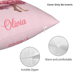 Personalized Birth Flower Elf Soft Throw Pillow Cover with Name Home Decor Birthday Gift for Girls Kids