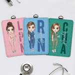 Personalized Nurse Doctor Cartoon Character ID Badge Holder with Name and Occupation Hospital Accessories Appreciation Gift for Medical Staff