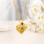 Personalised Birthstones Heart Locket Necklace with Names and Pendant Birthday Anniversary Mother's Day Gift for Women