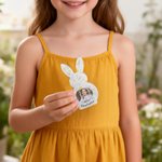 Personalized Cute Bunny Flower Wave Point Acrylic Photo Frame with Photo and Name Easter Birthday Gift for Kids Boys Girls