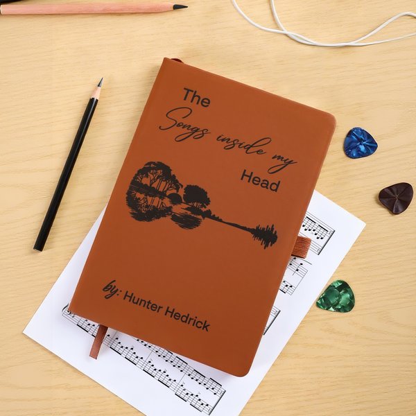 Personalized The Songs Inside My Head PU Leather Journal Notebook with Name and 192 Lined Pages Daily Use Music Studio Gift for Musicians