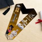 Personlig Fredsduva och Kors Design Gradient Färg Graduation Sash med Namn och Foto Graduation Celebration Present för Klass 2026 Graduates