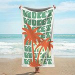 Personalised Multicolor Palm Tree Quick Dry Oversized Beach Towel with Name Travel Essentials Birthday Summer Vacation Party Gift for Women