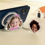 Personalized Photo Design Acrylic Magnetic Phone Grip Stand Holder with Name and Year Mobile Phone Accessories Birthday Gift for Women