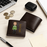 Personalized Cartoon Character Foldable PU Leather Wallet with Name Daily Use Anniversary Birthday Gift for Man