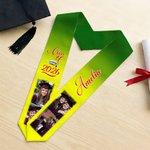 Personalised 2/4 Photos Design Gradient Colour Graduation Sash with Name and Year Graduation Celebration Gift for Class of 2026 Graduates