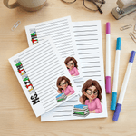 Personalised Cartoon Character Notepad with Name and 40 Pages 80 Pages Back to School Season Birthday Gift for Teachers Educators