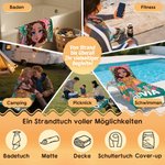 Personalisiertes Strandtuch in Übergröße mit Cartoonfigur vor tropischer Palmen-Kulisse Sommerausflug Geschenk für Familie und Freunde