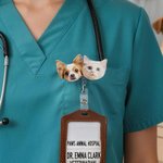 Personalized 1-3 Pet Photos Badge Reel Nurse Week Birthday Gift for Pet Lovers Nurses Medical Staff