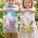 Personalized Cute Bunny Initial Easter Gift Bag with Name and Bow Easter Party Gift for Boys Girls