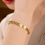 Personalized Star Horseshoe Protective Symbol Beaded Bracelet with Initial Lucky Jewellery Mother's Day Birthday Gift for Women