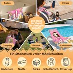 Personalisiertes Strandtuch mit Cartoonfigur und Hintergrund in Bonbon-Farben Optional mit Turnbeutel Sommerausflug Geschenk für Kinder und Familie