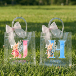 Personalized Cute Easter Bunny Transparent Gift Bag with Name and Initial Easter Party Favors Gift for Kids