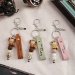 Personalised Highland Cow Beaded Heart Keychain with Name and Text Daily Use Birthday Wedding Gift for Bridesmaids Women