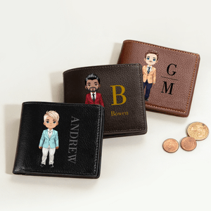 Personalised Cartoon Character Foldable PU Leather Wallet with Name Daily Use Anniversary Birthday Gift for Man