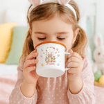 Personalised Cute Rabbit Easter Egg Enamel Mug with Name and Initial Daily Drinking Easter Gift for Children