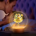 Personalised Birth Flower Fairy Acrylic Night Light with Name and Wooden Base Room Decor Birthday Gift for Girls