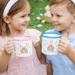 Personalised Cute Rabbit Easter Egg Enamel Mug with Name and Initial Daily Drinking Easter Gift for Children
