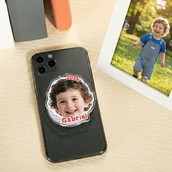 Personalized Photo Design Acrylic Magnetic Phone Grip Stand Holder with Name and Year Mobile Phone Accessories Birthday Gift for Women