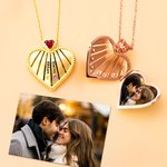 Personalised Birthstones Heart Locket Necklace with Names and Pendant Birthday Anniversary Mother's Day Gift for Women