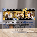 Personalized Photo Square Acrylic Plaque with Name and Date Bookshelf Display Memorial Day Gift for Those Who Has Lost a Loved One