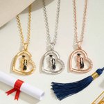 Personalized Heart Graduation Character Zircon Necklace with Name Dainty Jewellery Daily Wear Graduation Gift for Graduates