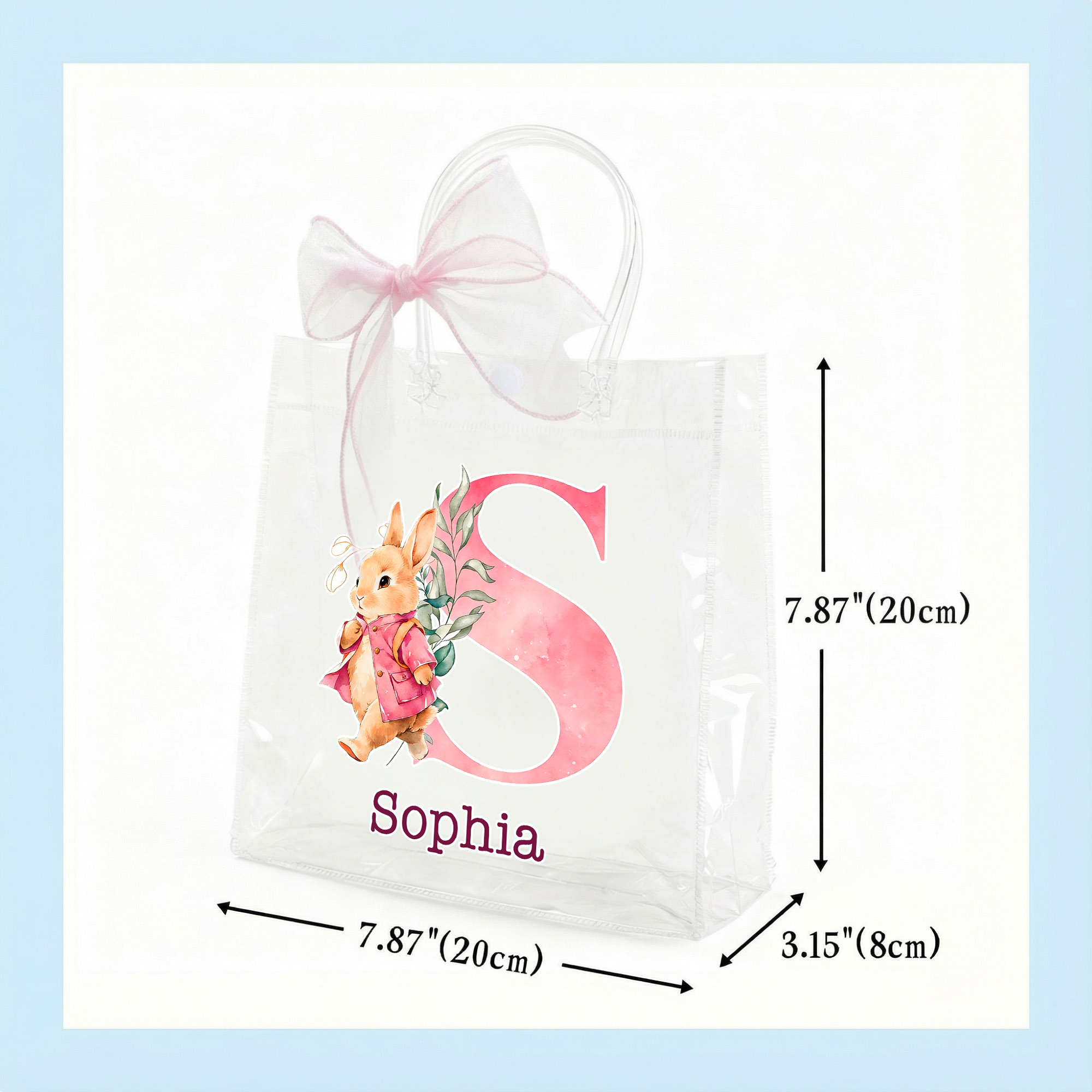 Personalised Cute Easter Bunny Transparent Gift Bag with Name and ...