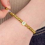 Personalized Star Horseshoe Protective Symbol Beaded Bracelet with Initial Lucky Jewellery Mother's Day Birthday Gift for Women