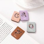 Personalized Flower Pink Bow Magnetic PU Leather Bookmark Clip with Name Reading Accessories Birthday Gift for Book Lovers