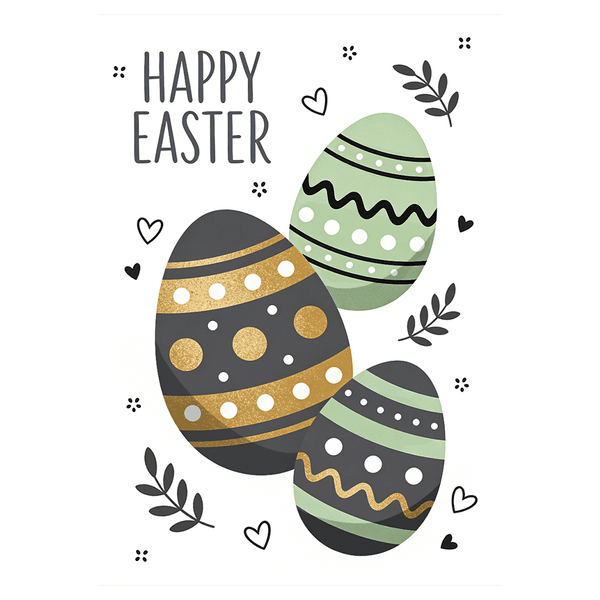 Black & Green Easter Eggs Ecard