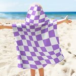 Personalized 3D Cartoon Character Swim Ring Plaid Soft Hooded Beach Towel with Name Travel Essentials Summer Vacation Birthday Gift for Boys Girls
