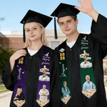 Personlig Fredsduva och Kors Design Gradient Färg Graduation Sash med Namn och Foto Graduation Celebration Present för Klass 2026 Graduates