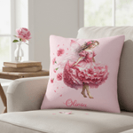 Personalized Birth Flower Elf Soft Throw Pillow Cover with Name Home Decor Birthday Gift for Girls Kids