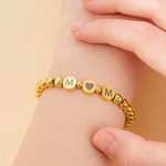 Personalized Star Horseshoe Protective Symbol Beaded Bracelet with Initial Lucky Jewellery Mother's Day Birthday Gift for Women