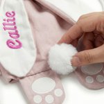 Personlig söt påskhare Ryggsäck med dragsko och broderat namn och svans Påskfestgåva till barn