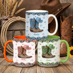 Personalized Lady's Boots Mug Multicolour 11/15 oz Ceramic Mug with Name and Coaster Daily Use Birthday Gift for Women Horse Owners